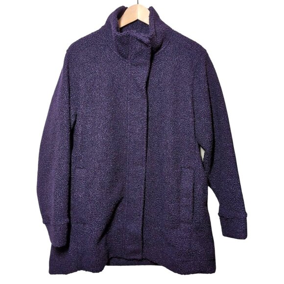Lands End Boucle Fleece Coat Womens XL Petite 18P Jacket Cozy Purple - Picture 1 of 12